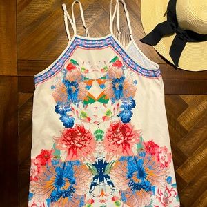 Double Strap Shift Sundress with a Bold Floral Pattern